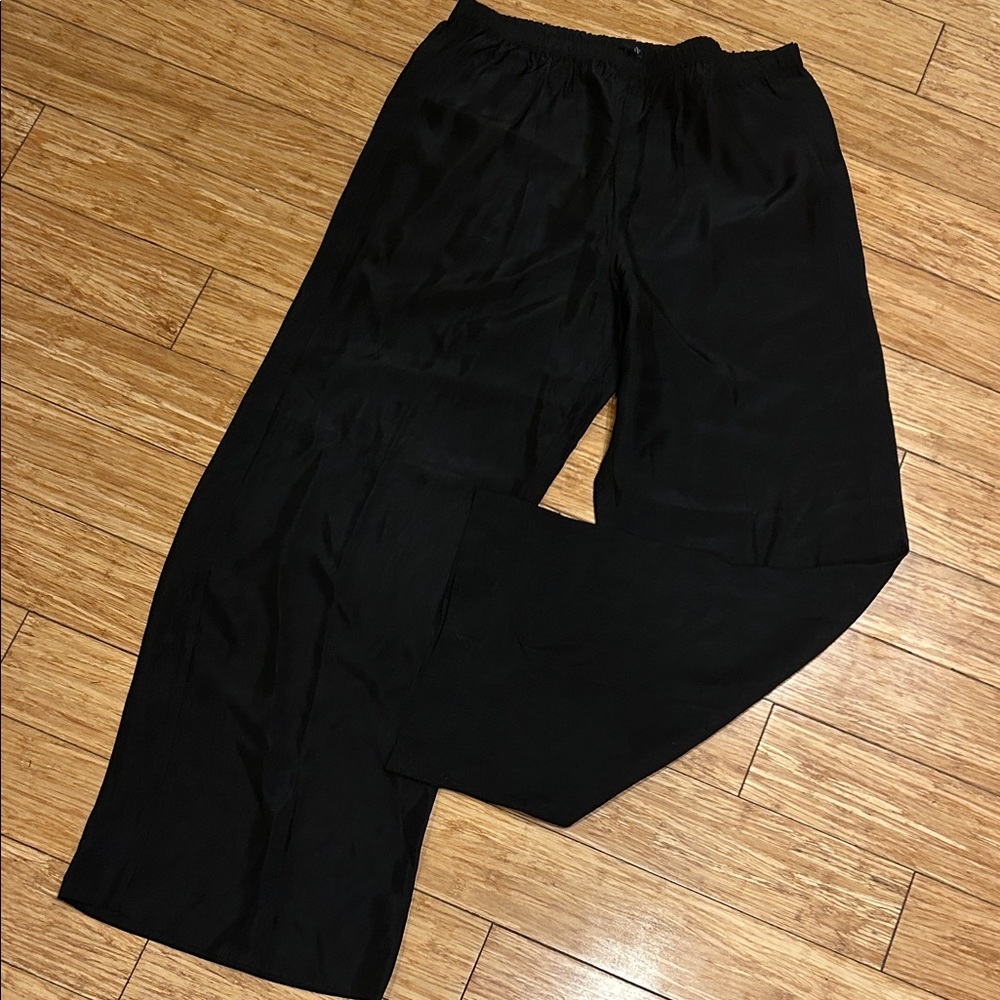 J. Crew Preppy Black Lightweight Wide Leg Elastic Waist Pants Women’s MP NWT